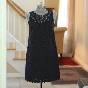J. CREW Perforated Navy Blue Sleeveless Dress